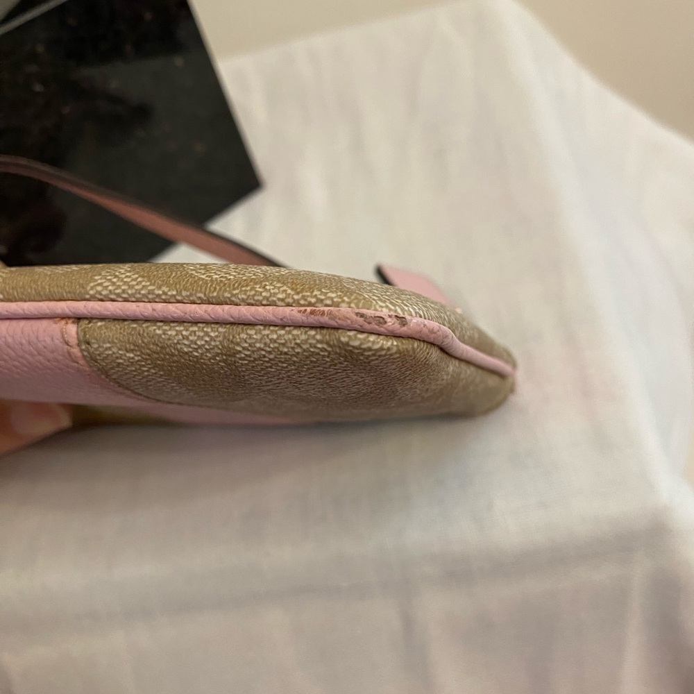 Coach Signature Pink and Tan Wristlet - Picture 10 of 11